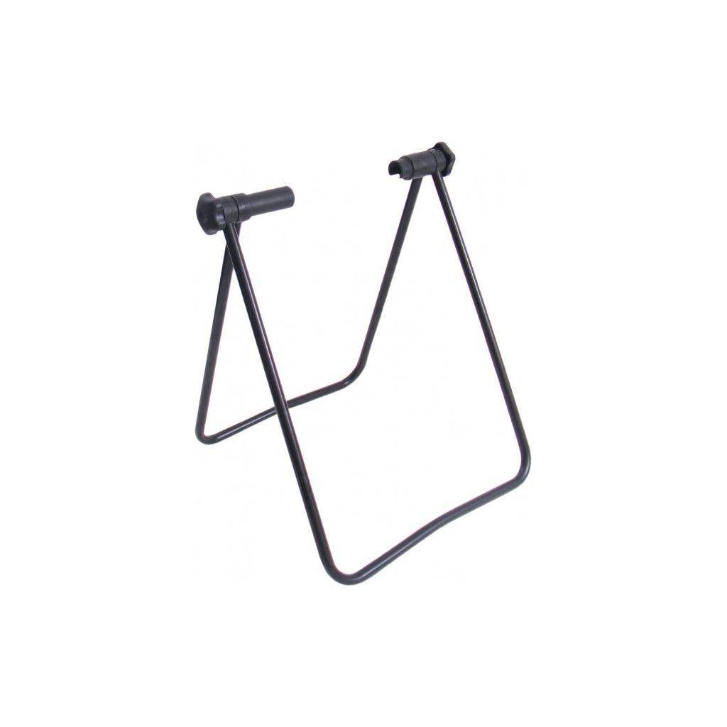 Zwarte Edge presentatiestandaard met verstelbare hoek en uitsparing voor snelspanner, geschikt voor 12-28 inch schermen.