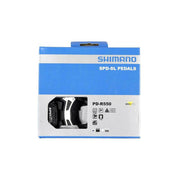 Shimano PDR550 SPD-SL racefiets pedalen met SM-SH11 clip-in systeem in zwart, geschikt voor snelle fietsprestaties.
