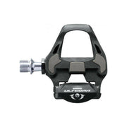 Shimano Ultegra PD-R8000 racefiets SPD-SL pedaalset in zwart, zichtbaar met cleats en lichte constructie voor wielrennen.