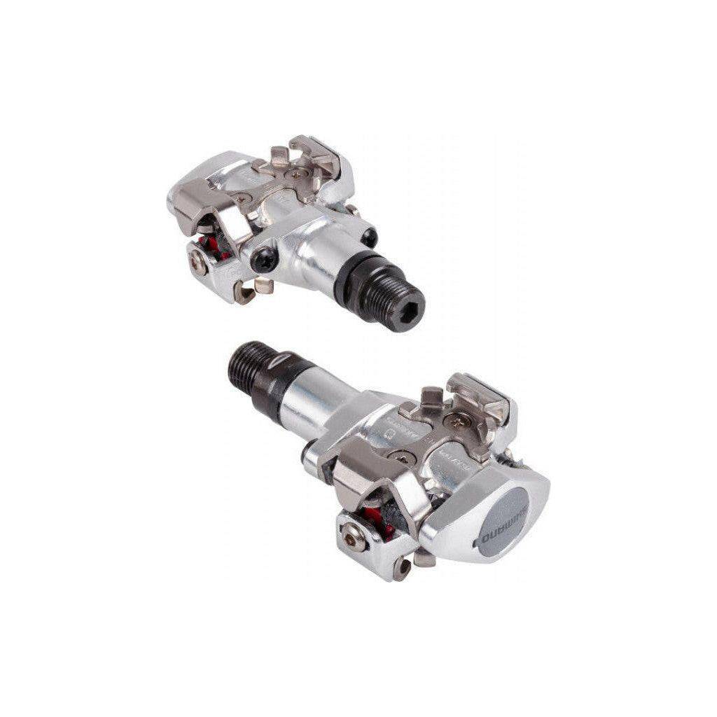 Shimano MTB PD-M505 SPD pedalen met SM SH51 schoenplaatjes, stevig en geschikt voor mountainbiken, in zwart met pedaalclips.