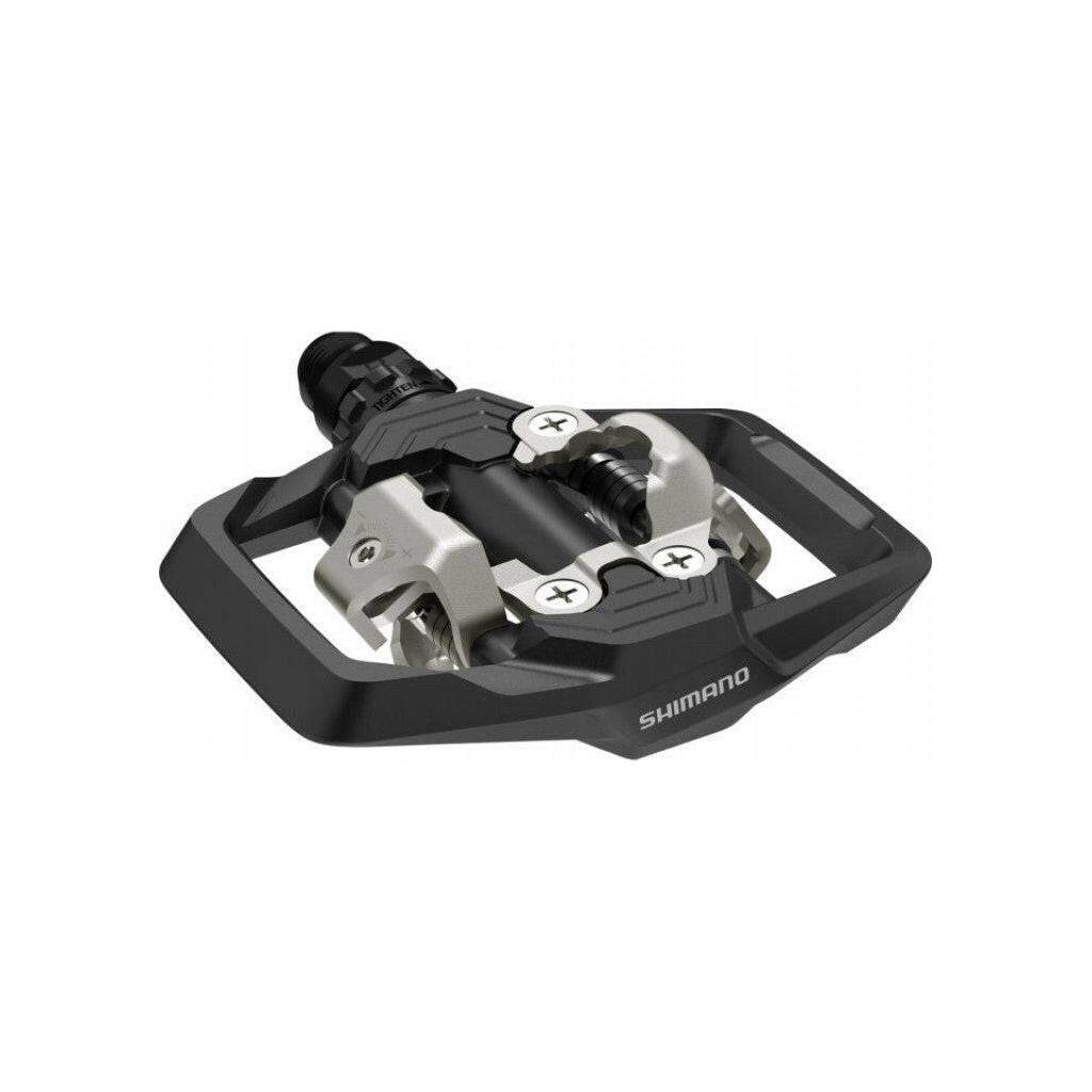 Shimano PD-MM700 MTB pedalen met breed tweezijdig platform en SPD-clip voor mountainbiken, zwart met mechanisme zichtbaar