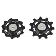 Shimano Deore XT RD-M8000 11-speed derailleurwielset met metalen constructie en schakelkabels, geschikt voor mountainbikes.