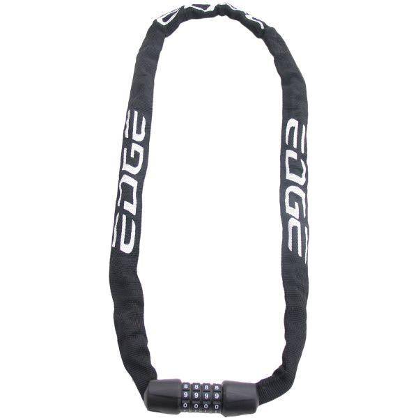 Zwart Edge Web Racer 90 cm kettingslot met cijfercode, stevig en veilig voor fietsbeveiliging, zichtbaar in de afbeelding.
