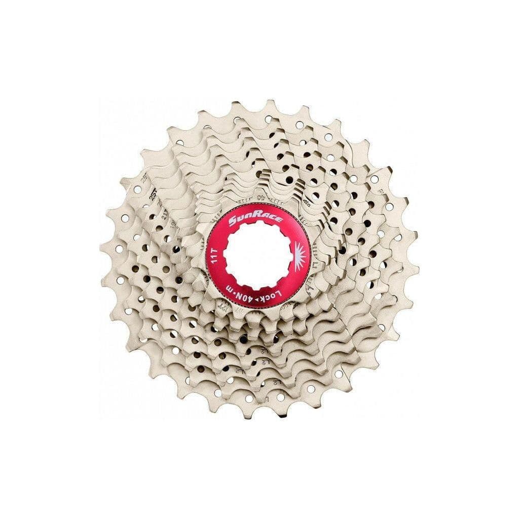 Sunrace CSRX1 11-speed cassette met 11-25T tandwielen voor racefietsen, zichtbaar op de afbeelding.