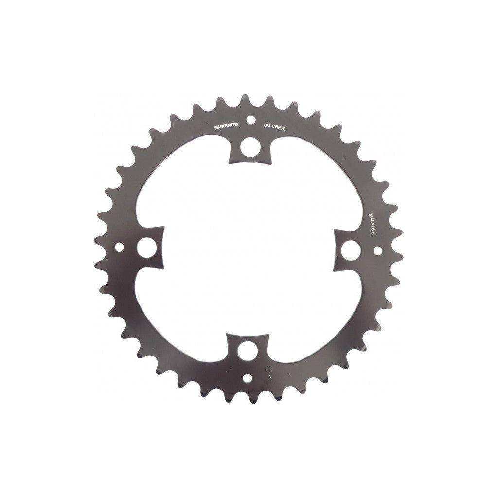 Shimano SM-CRE70-B kettingblad 38T voor 11-speed fiets, zwart, met tanden en bevestigingsgaten zichtbaar