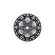 Shimano Xtr M9100 12-speed MTB-cassette met Hyperglide+ en Micro Spline, zichtbaar op de afbeelding.