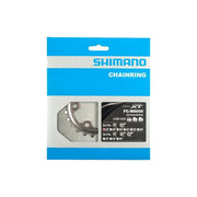 Shimano Deore XT FC-M8000 kettingblad 4-arm 2x11 versnellingen, close-up van het fietskettingblad met ketting.