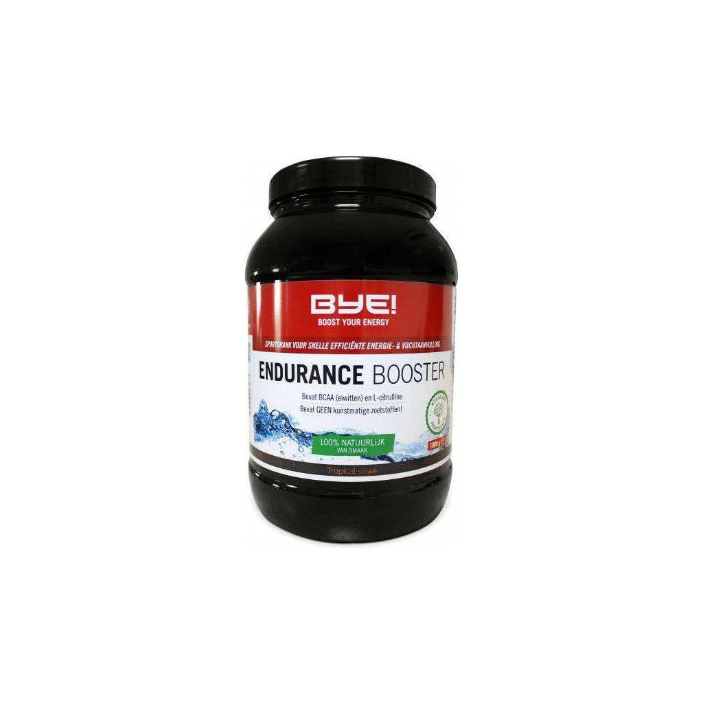Sportdrank BYE! Endurance Tropicana 1kg voor hydratatie en energie tijdens sportactiviteiten, met fruitige smaak.