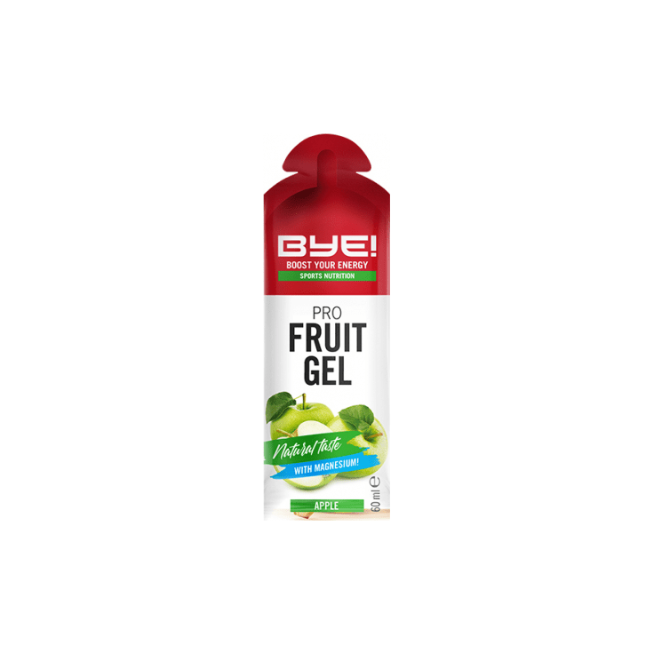BYE! Pro Fruit Sportgels appel, 60 ml per doos van 12 stuks, energierijke sportgels voor tijdens het sporten