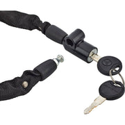 Zwart Trelock kettingslot BC115 met een diameter van 4 mm en een lengte van 60 cm, liggend op een witte achtergrond.