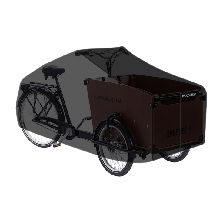 Grijze DS Covers Cargo bakfietsschoenen voor 3-wiel bakfietsen, geschikt voor comfortabel rijden en bescherming.