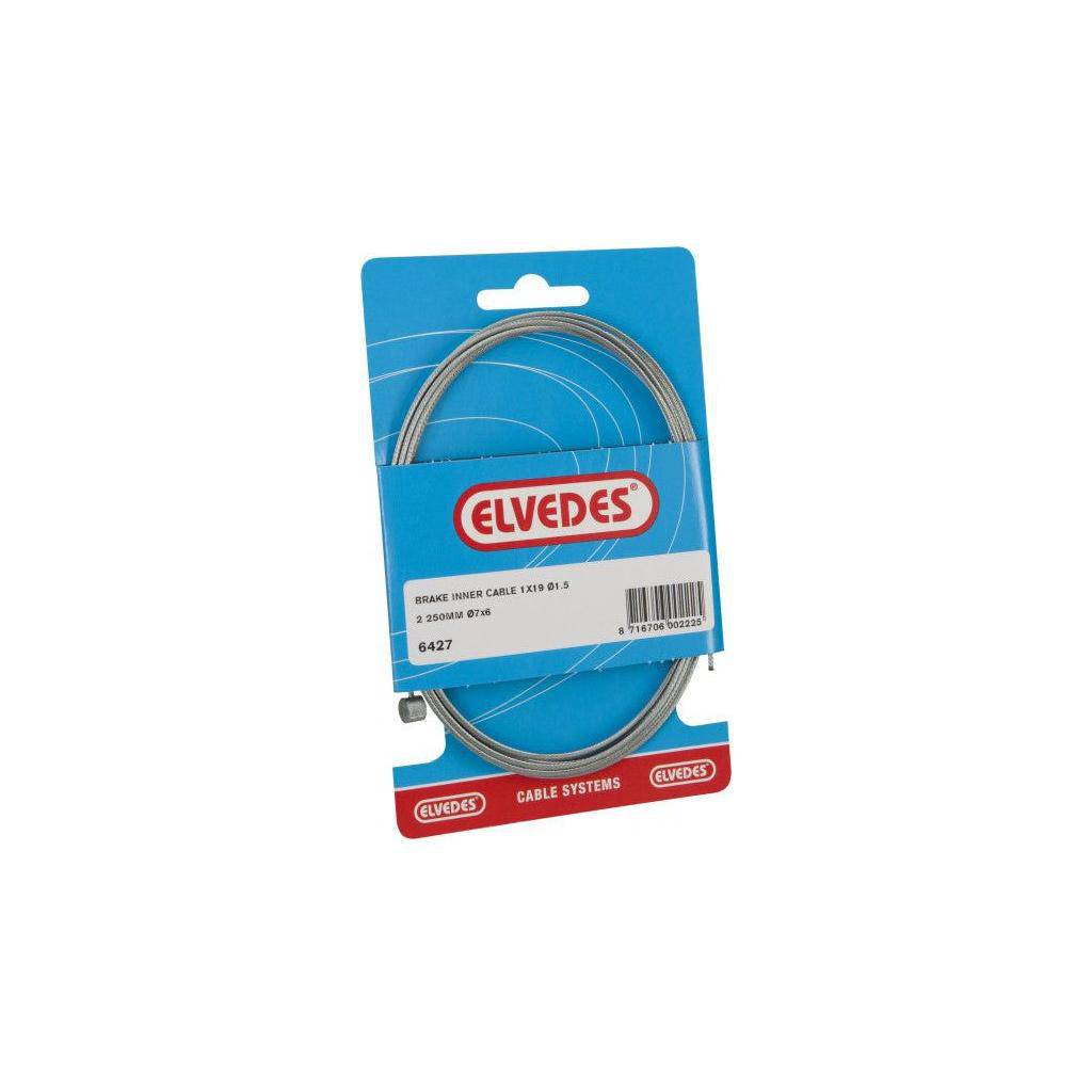 Elvedes gegalvaniseerde T-nippel voor remkabel, 2250 mm lang, Ø 1,5 mm, geschikt voor binnenbekabeling.