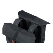 Basil City dubbele fietstas 28-32 liter, universele brug, zwart, waterbestendige dubbele fietstassen voor fietsdragers