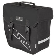 Zwarte M-Wave enkele fietstas voor links, 18 liter, geschikt voor fietsdrager, zichtbaar op de afbeelding.