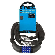 Zwart M-Wave kettingslot met cijferslot, Ø3,5 mm en 900 mm lengte, geschikt voor fietsbeveiliging.