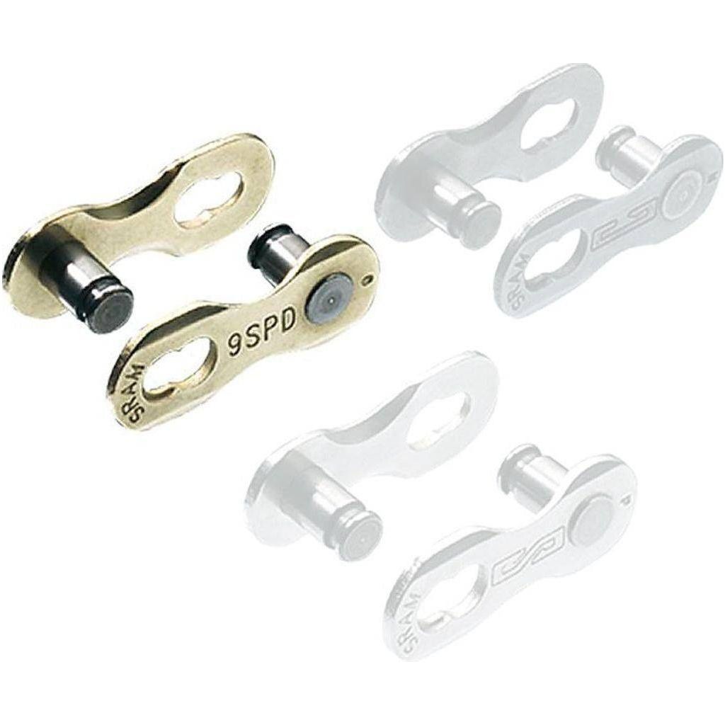 Set van 4 Sram PowerLink 9V kettingschakels voor 11/128 inch kettingen, goudkleurig, geschikt voor snelle verbindingen