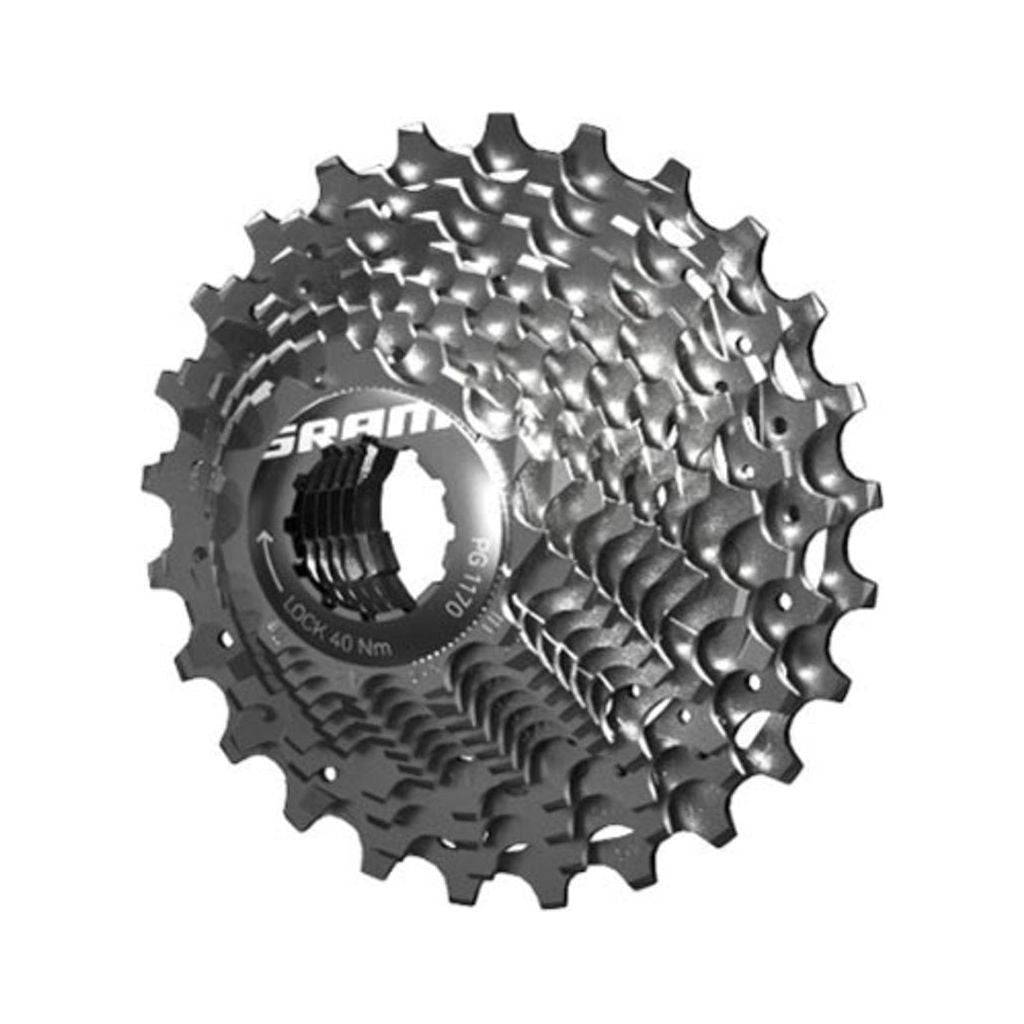 Sram PG1170 11-speed cassette in zilver, zichtbaar op afbeelding, geschikt voor racefietsen en gravelbikes.