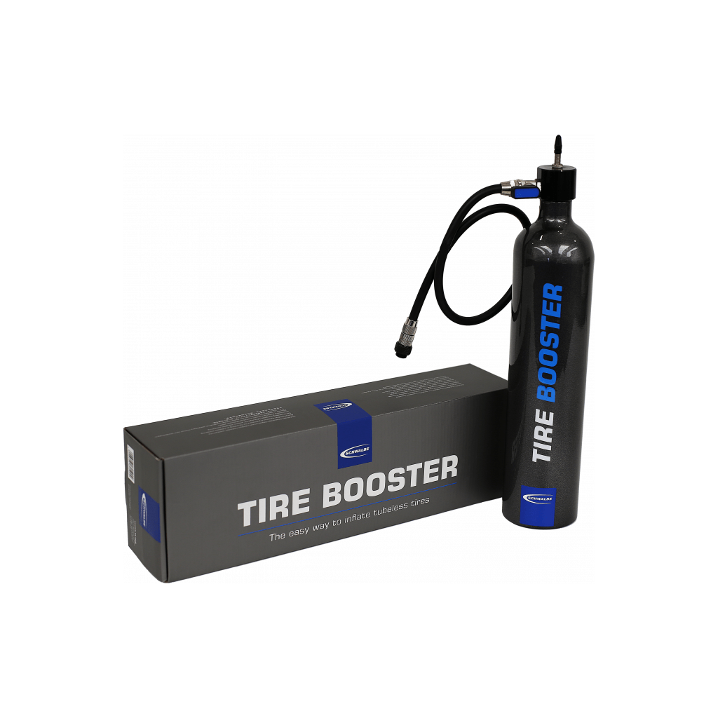 Schwalbe tubeless pomp voor fietsbanden, compacte en stevige bandenpomp voor het oppompen van tubeless banden.