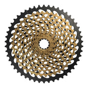 Sram Xg1299 12-speed cassette met 10-50T voor mountainbike, zichtbaar met tandwielen en snelwisselsysteem