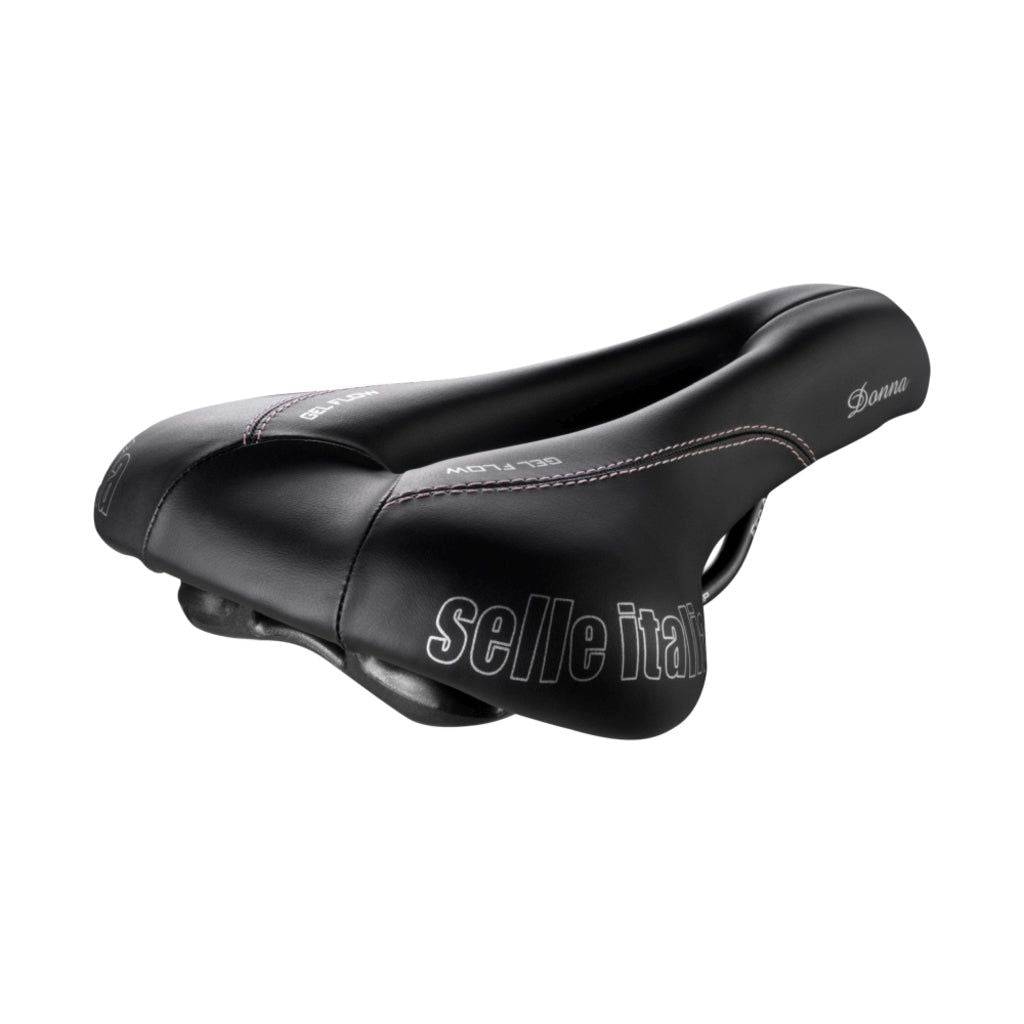 Zwart Selle Italia Donna L2 aluminium fietszadel voor stadsfietsen en e-bikes, comfortabel en lichtgewicht.