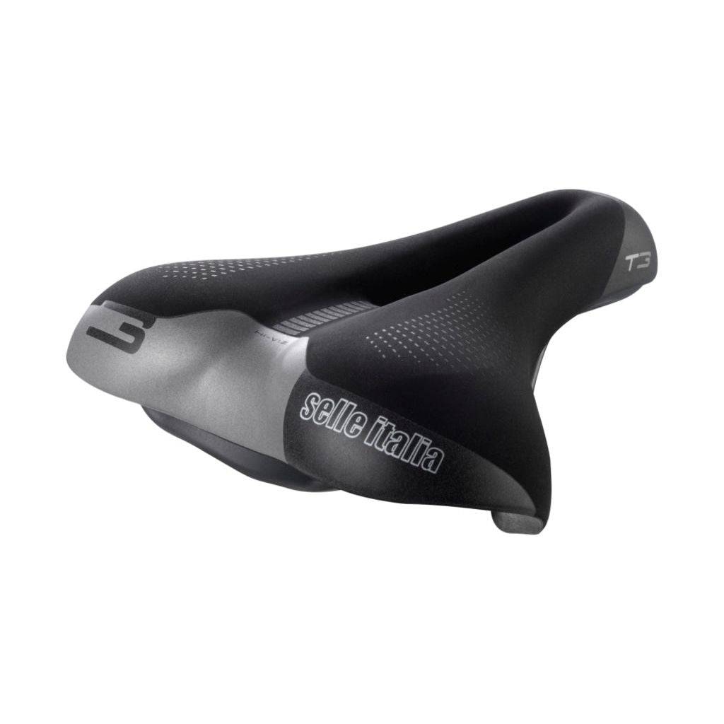 Selle Italia T3 Flow S2 stadsfiets- en e-bike zadel met zachte trekkoord en ventilerende Soft-Tek bekleding, comfortabel en ondersteunend