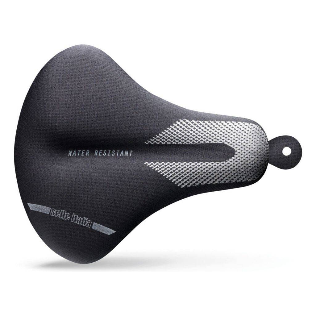 Waterdichte Selle Italia zadelhoes die het zadel beschermt tegen regen en vocht, gemaakt van duurzaam materiaal.