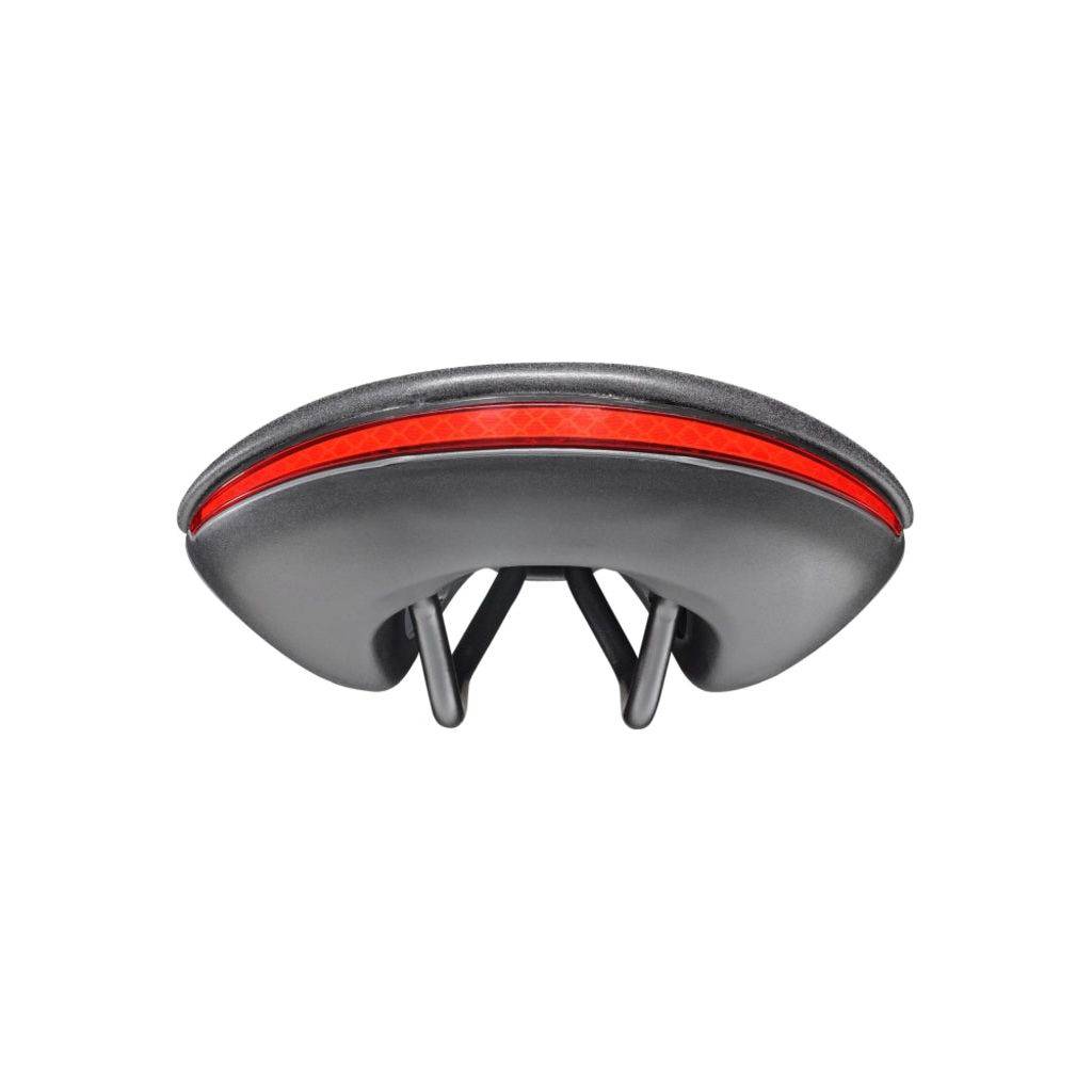 Zwart Selle Italia St7 Superflow L3 fietszadel met FEC alloy rail, geschikt voor stadsfietsen en e-bikes, zichtbaar vanaf de zijkant