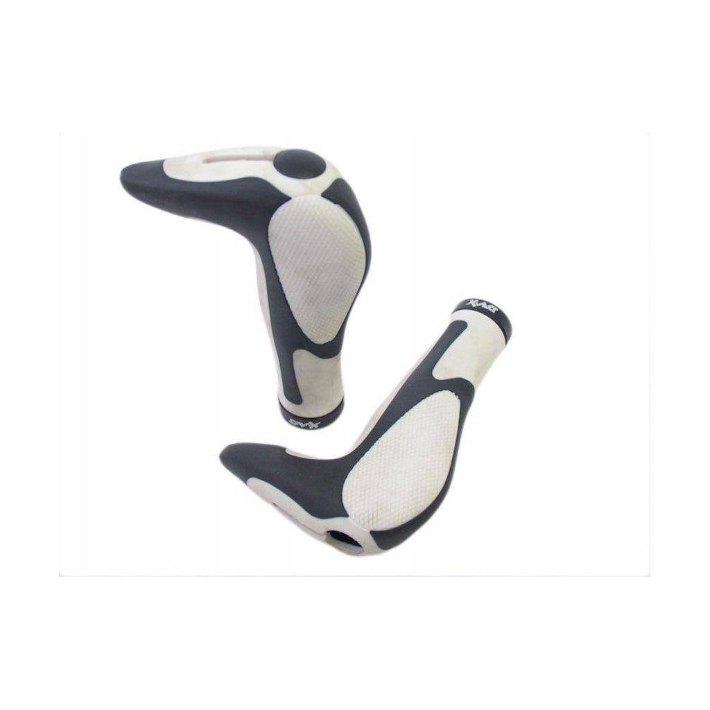 Ergotec X-Act Safety Grip handvatten in zwart en wit, 147 mm, comfortabele grip voor fiets of scooter.