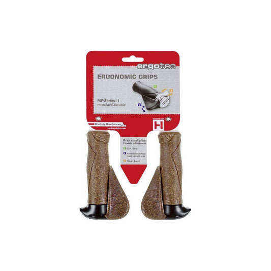 Ergotec Mf1 Kurk / Aluminium 130+130 Mm - Bruin / Zwart Handvatset - Le Coq Wielerartikelen