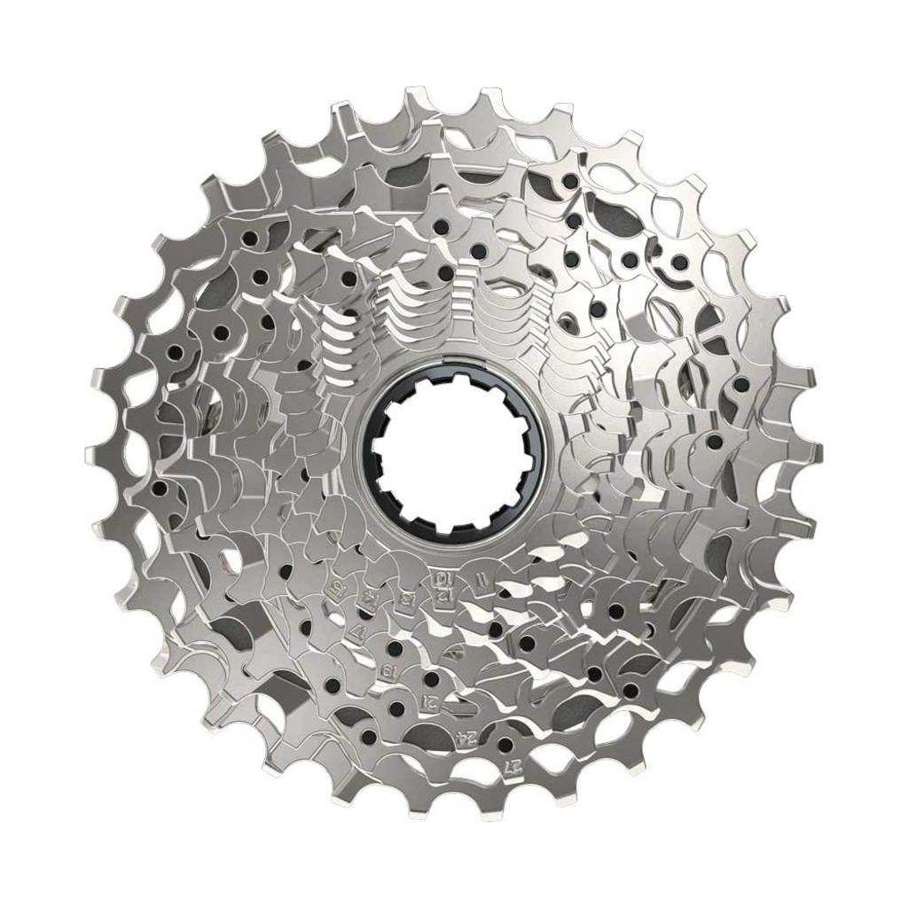 Sram Xg1250 D1 12-speed cassette in zilver, compatibel met XDR, met nauwkeurig tandwielontwerp voor snelle schakeling.