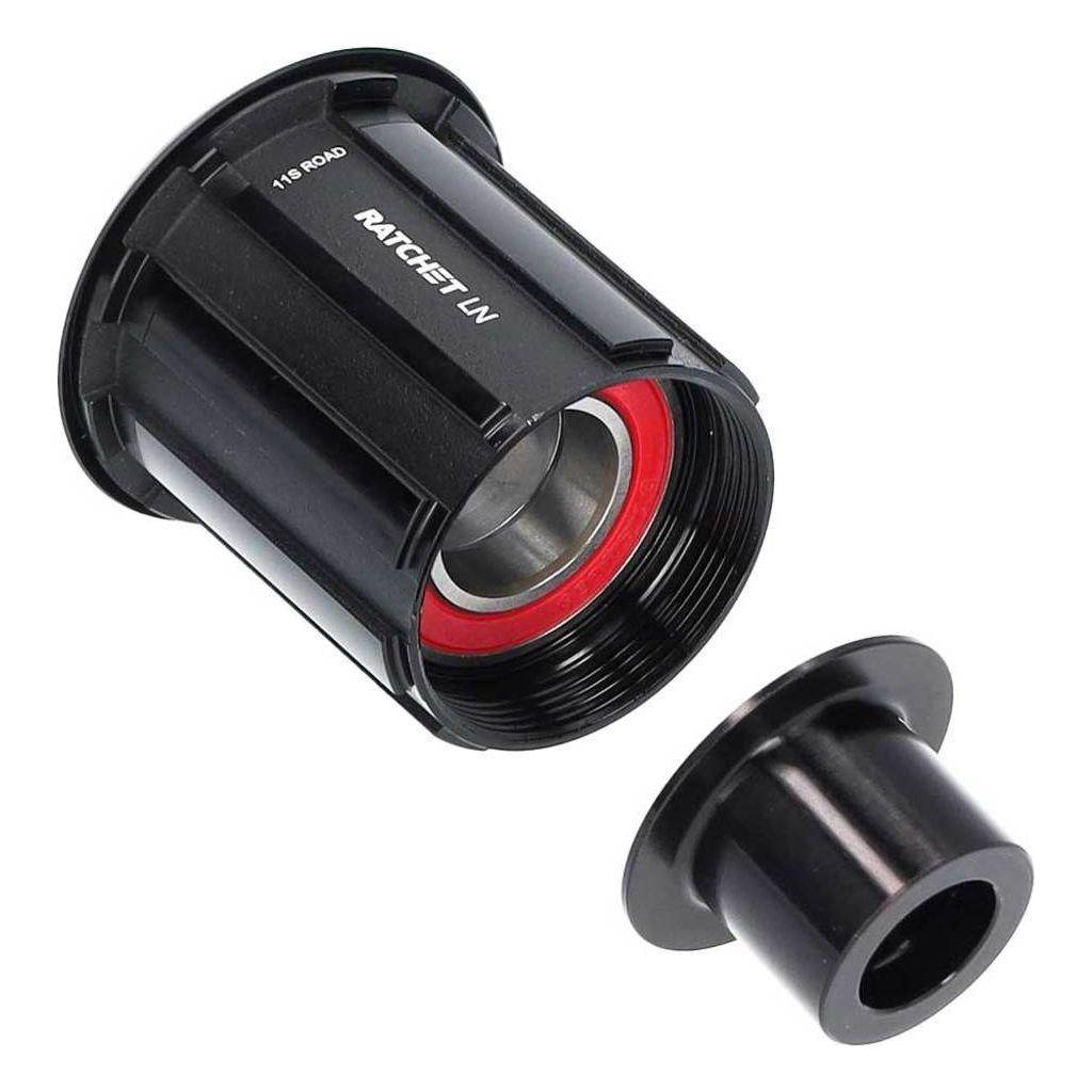 DT Swiss ratchet naaf body kit voor Shimano 142/12, geschikt voor Race modellen, zichtbaar in de afbeelding.