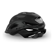 MET MTB helm met crossover ontwerp, comfortabel en stevig voor urban en mountainbiken, in zwart met ventilatieopeningen