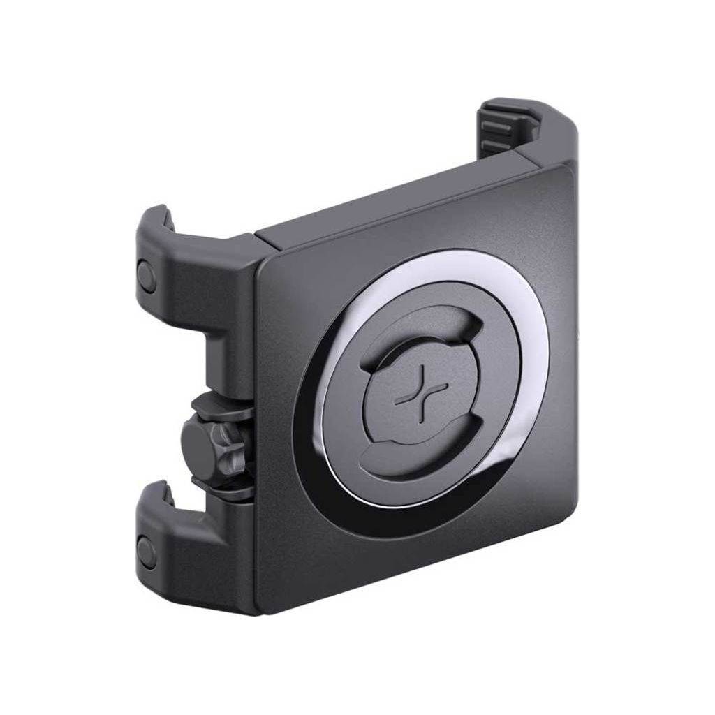 SP Connect fiets telefoonhouder Clamp Max SPC+ bevestigd op stuur, stevige en praktische fietshouder voor smartphone.
