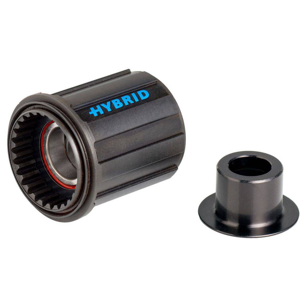 DT Swiss naafd body kit ratchet voor Shimano mountainbike, ST 148/12, zichtbaar in close-up met onderdelen en textuur.