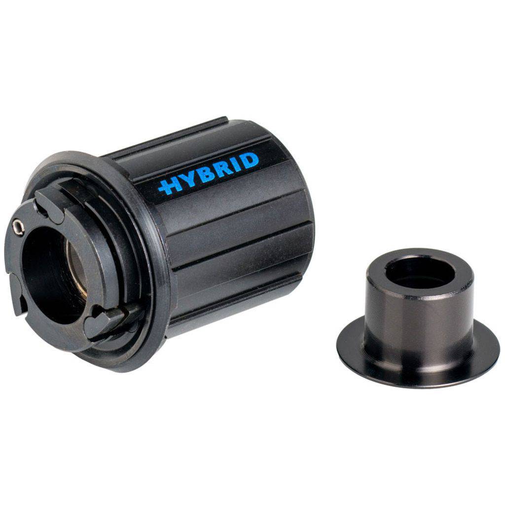 Zwart DT Swiss Body Ø12x148mm voor Shimano/Sram 11-speed inclusief montageonderdelen op afbeelding.