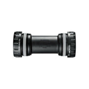 Shimano BB-R9100 trapas 68 mm BSA voor fiets, close-up van de trapas met merklogo en metalen onderdelen