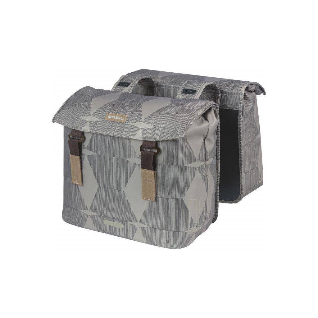Dubbele Basil fietstas Elegance 40-49 liter in groene kleur, waterbestendige tas voor fietsers met ruime opbergruimte