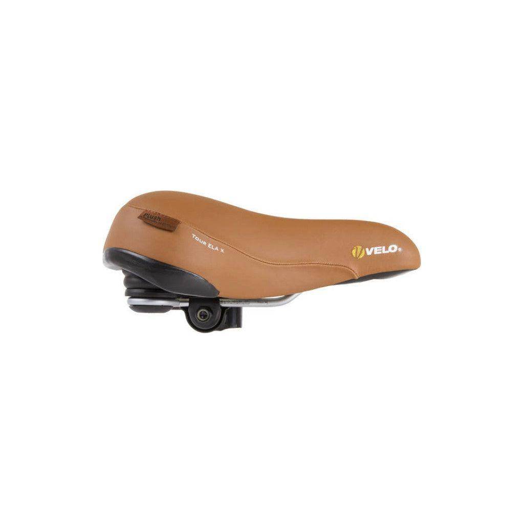 Velo Zadel Plush Met Elastomeer Vering - Bruin - Le Coq Wielerartikelen