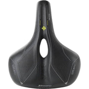 Zwart Selle Bassano Suprema 5Zone El Stad fietsen zadels, comfortabel en ergonomisch ontworpen voor stadsfietsen en e-bikes.