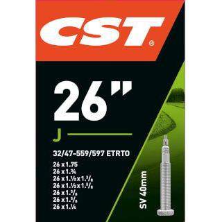 CST binnenband 26 inch met Frans ventiel van 40 mm, geschikt voor fietsbanden 26 x 1 1/4 tot 1.75, zichtbaar met ventiel en label