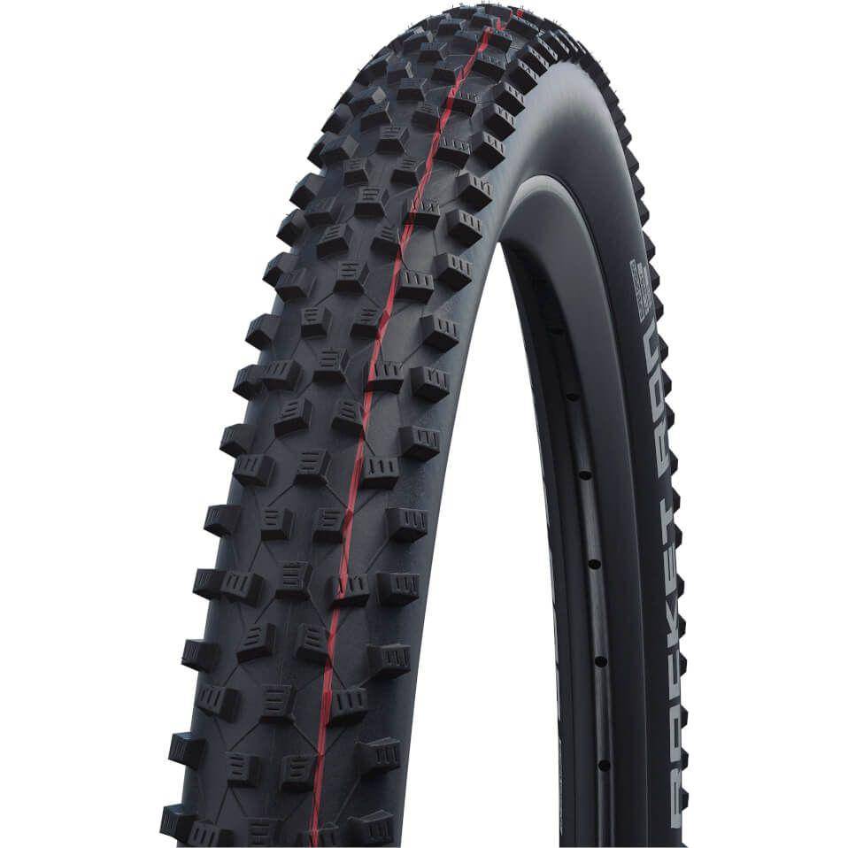 Zwarte Schwalbe 29" Rocket Ron TLE ADDIX Speed MTB buitenband met vouw, geschikt voor race en off-road rijden.