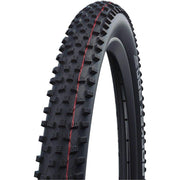 Zwarte Schwalbe 29" Rocket Ron TLE ADDIX Speed MTB buitenband met vouw, geschikt voor race en off-road rijden.