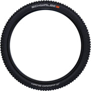 Schwalbe Hans Dampf Evo Supertrail MTB band voor 29 inch wielen met profiel en bandenstructuur zichtbaar.