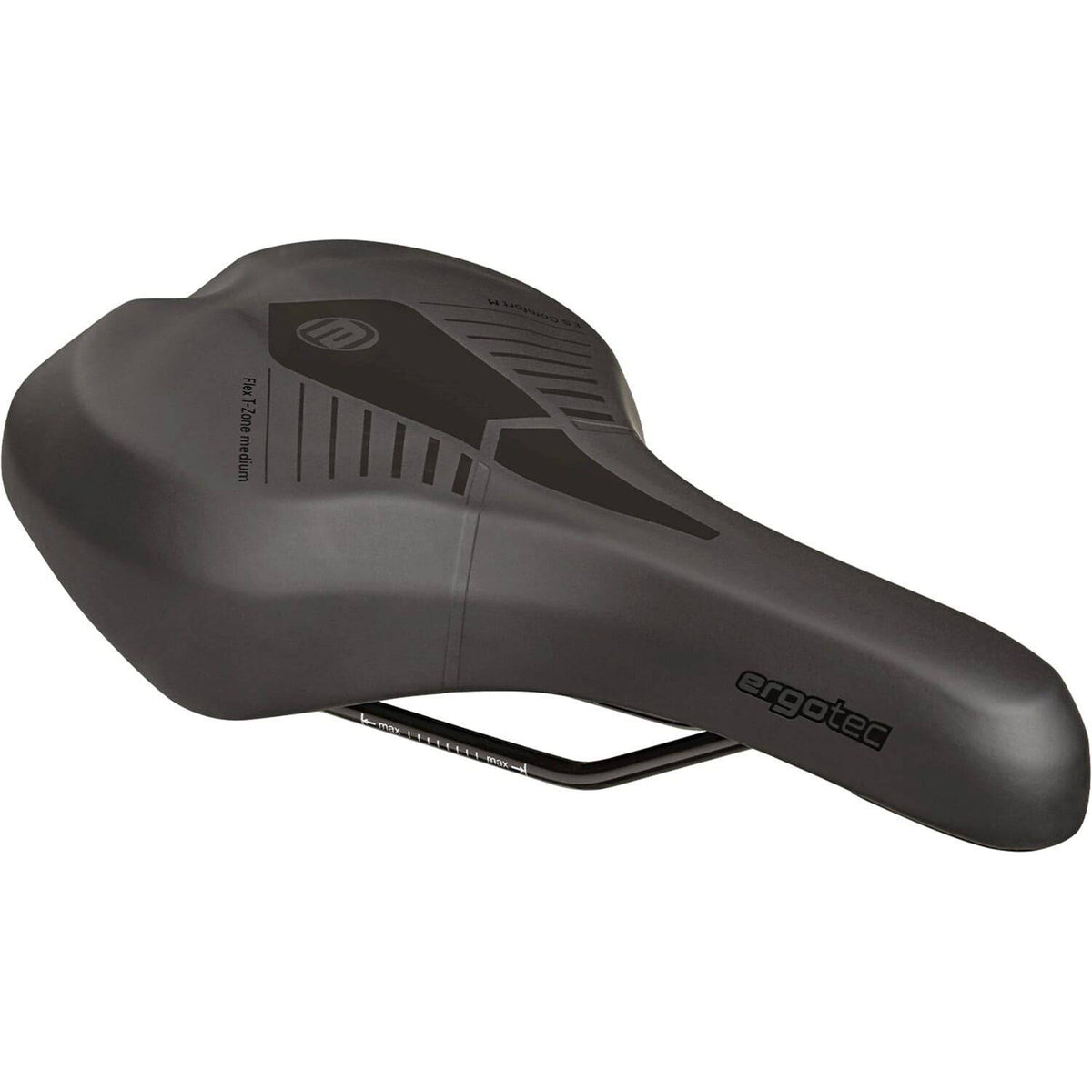 Ergotec Es Active comfort fietszadel met uitsparing en PU bekleding, geschikt voor stadsfiets en e-bike, onderkant zichtbaar