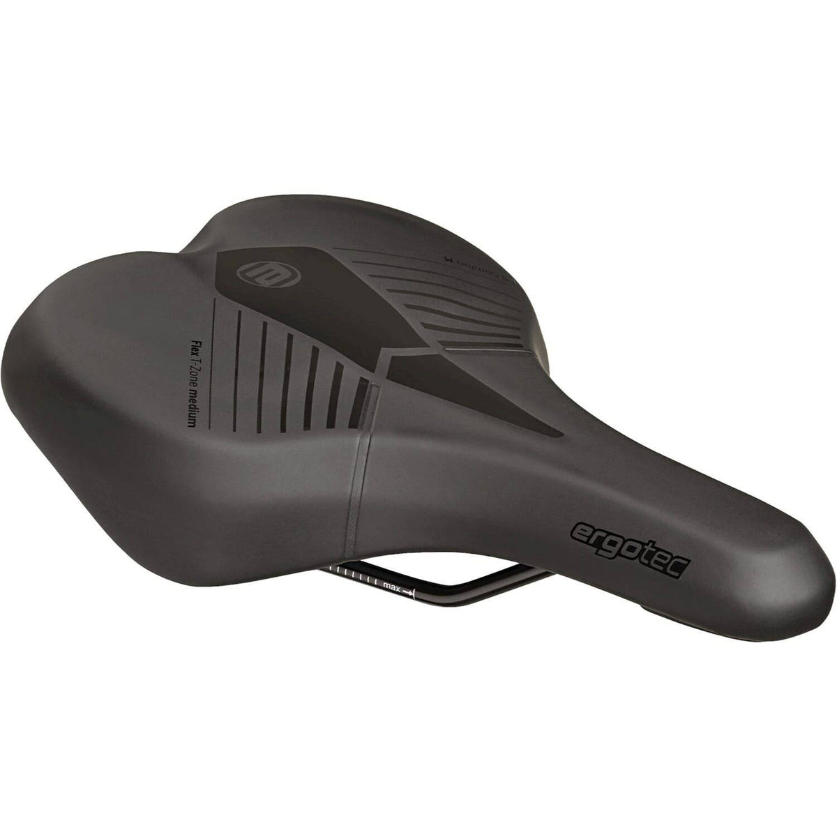 Ergotec Comfort Soft zadel voor stadsfietsen en e-bikes, met zachte bekleding en ergonomisch ontwerp.