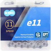 KMC E11 EPT 11-speed ketting in donker zilver met 136 schakels, geschikt voor racefietsen en mountainbikes