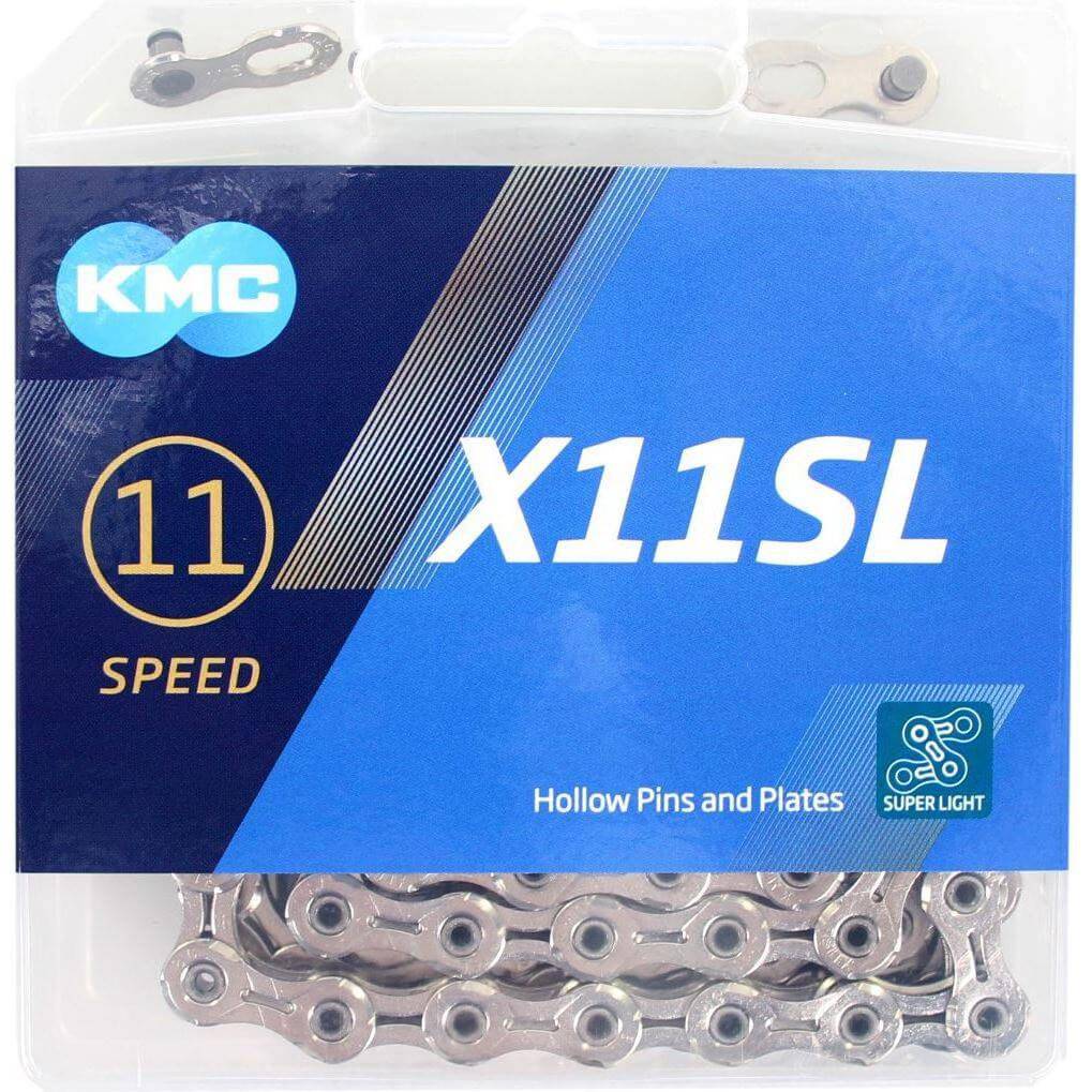 KMC X11SL 11-speed ketting voor racefietsen, dubbele X-Bridge ontwerp, zwart met zilveren schakels