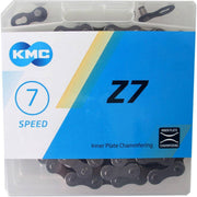 KMC Z7 7-speed ketting in zilverbruin voor fiets, 1/2 x 3/32 inch, geschikt voor 7 versnellingen