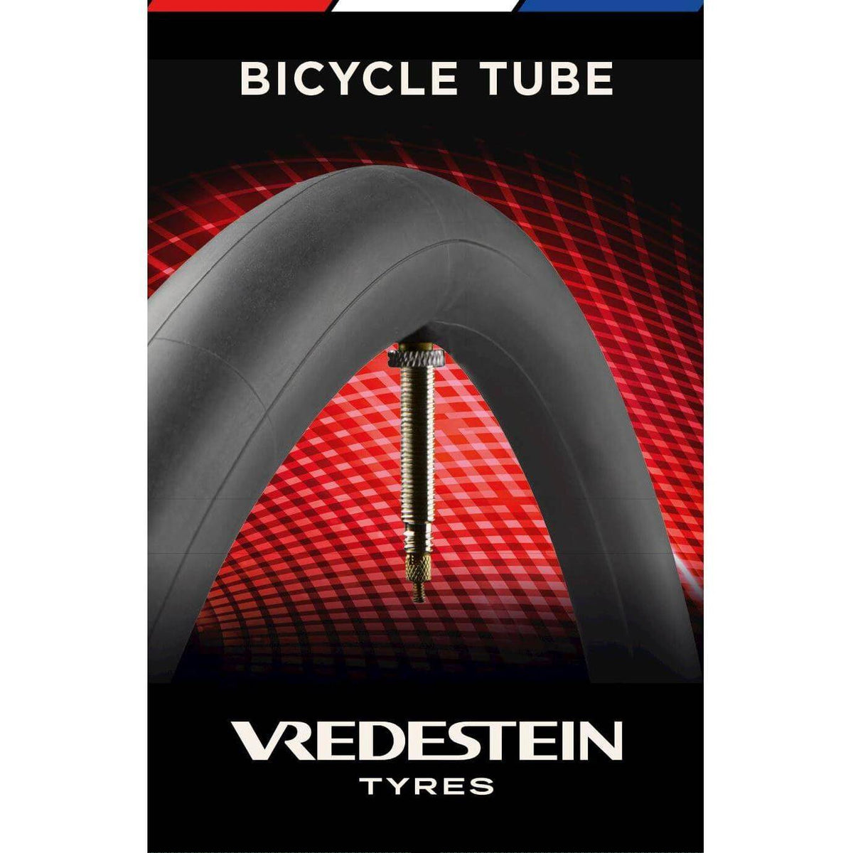Vredestein binnenband 28 inch, butyl, 700x28-35C, Frans ventiel 50mm, geschikt voor fietsbanden, close-up van de binnenband