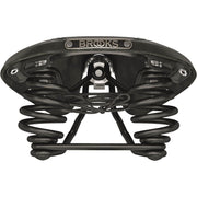Brooks B396 Imperial heren fietszadel op stadsfiets, zwart, met leren bekleding en comfortabele ontwerp voor E-bike en stadsgebruik.